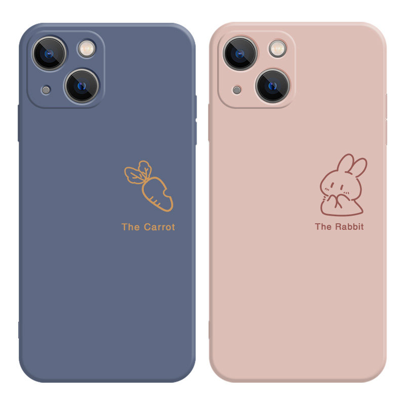 适用于16pm苹果13promax手机壳14兔子iphone12情侣款11简约15pro新款xs萝卜xr情侣x创意17a
