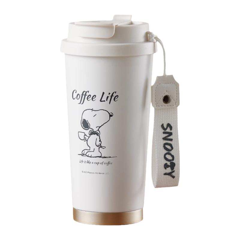 史努比咖啡杯保温杯女高颜值316不锈钢2025新款大容量吸管水杯子