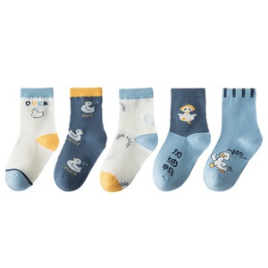 儿童袜子新品爆款秋冬卡通加油鸭透气吸汗中大童男童中筒宝宝袜
