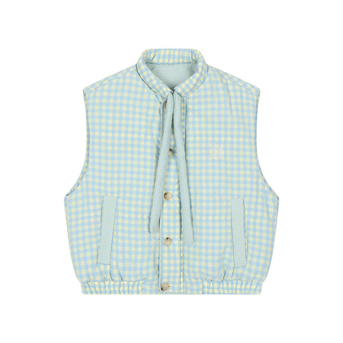 mostwanted 格纹双面穿绑带棉服马甲女款25新款冬季棉背心