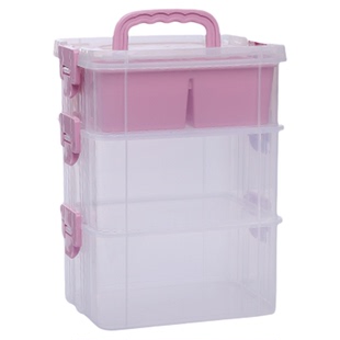 透明分层收纳箱小卡牌整理叠加玩具车磁力片甲油工具用品杂物家用