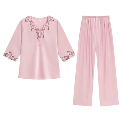 真丝睡衣女冰丝大码丝绸家居服