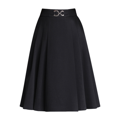 显瘦格子半身裙中长款a字百褶