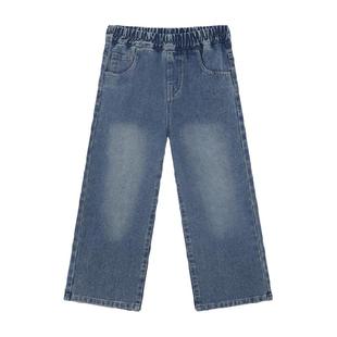 左西女童牛仔裤儿童裤子春装加绒直筒裤2026新款中大童春秋款长裤