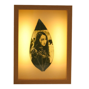 树叶雕刻灯光相框人物照片剪纸装裱摆台植物树叶标本框送女友礼物