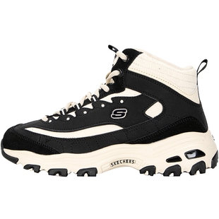 斯凯奇官方女鞋厚底休闲鞋复古老爹鞋高帮加绒保暖运动鞋熊猫鞋子