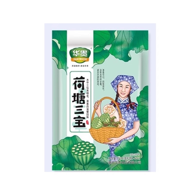 中秋好礼华贵洪湖荷塘三宝450g袋清炒嫩莲子米菱角米莲藕脆藕丁