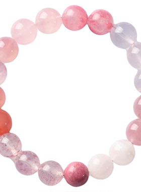 天然粉水晶手串单圈女款