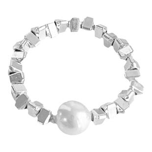 不规则碎银子百搭戒指女小众设计个性珍珠款指环轻奢高级感食指戒