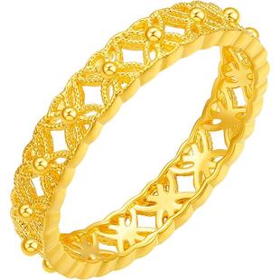 周六福5G黄金戒指女有钱花铜钱纹计价足金手饰送女友新年礼物