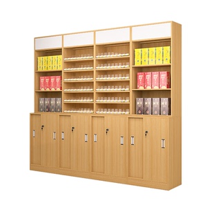 实木烟酒柜收银台组合超市店铺小型烟背柜可定制便利店烟酒展示柜