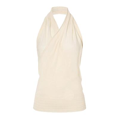 XU ZHI 2026春夏新款真丝混纺交叉挂脖针织背心女简约挂脖式上衣