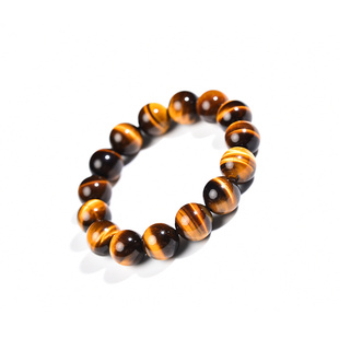 天然黄虎眼石手链招财虎睛石手串霸气情侣礼物转运木变石水晶串珠