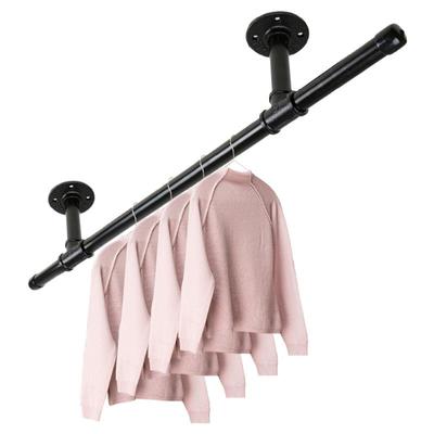 黑色水管晾衣架可顶装也可侧装