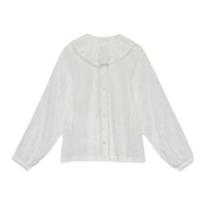 【现货】Rouje Life暗纹花边浪漫衬衫 25春季棉质荷叶边刺绣衬衣