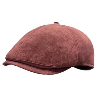 日系复古纯色前进帽子女安哥拉红贝雷帽秋冬鹿皮绒英伦风画家帽潮