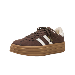 Semir女鞋厚底德训鞋女2026春季新款休闲板鞋增高百搭棕色运动鞋