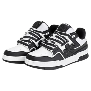 We flower国潮多巴胺小花鞋美拉德oversize板鞋女cleanfit面包鞋