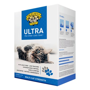 【蓝标多猫版】埃尔西博士美国原装进口猫砂天然钠基矿砂低尘20磅