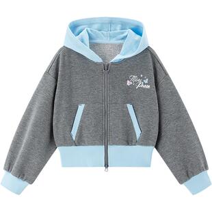 MINIPEACE太平鸟童装女童短款针织外套儿童开襟卫衣甜酷上衣秋装