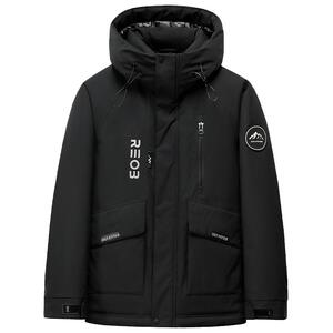 鸭鸭羽绒服男冬季短款连帽户外工装风登山服加厚防寒情侣款外套男