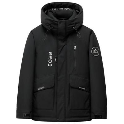 鸭鸭连帽户外短款情侣羽绒服