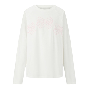 【XIAOLI筱李】城市波嬉风少女感粉白色蝴蝶结印花T恤女25秋新品