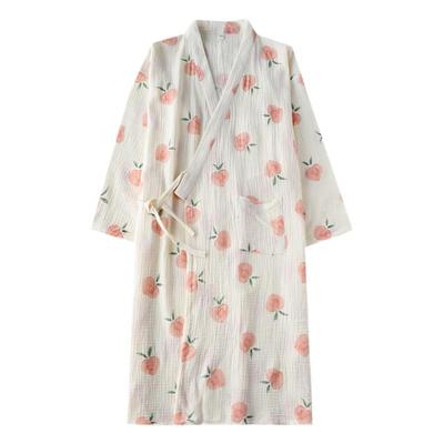 纯棉女双层纱布日式和服睡袍浴袍