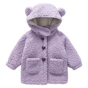 女童外套2025新款加厚儿童羊羔绒上衣洋气呢大衣加绒中长款冬韩版