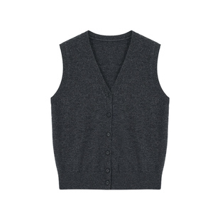 JESTOMS | 2/26支1OO羊毛|松弛V领针织开衫马甲女叠穿坎肩背心