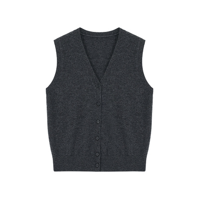 JESTOMS | 2/26支1OO羊毛|松弛V领针织开衫马甲女叠穿坎肩背心