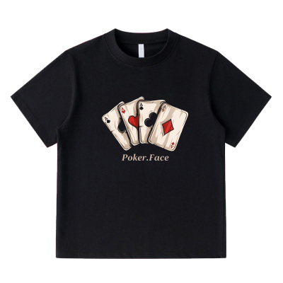 teamwang王嘉尔同款t恤扑克印花