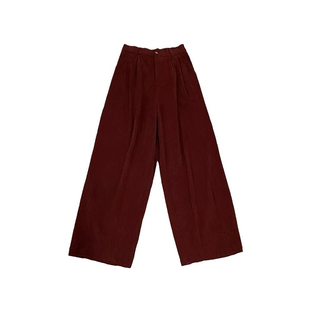 红色加绒灯芯绒灯笼裤女大码胖mm小个子休闲裤阔腿九分气球裤子冬