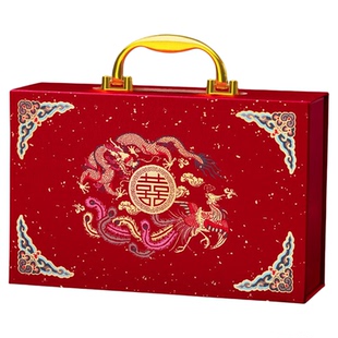 结婚礼金箱刺绣高档钱盒子男方聘金聘礼盒礼金盒订婚彩礼现金礼盒