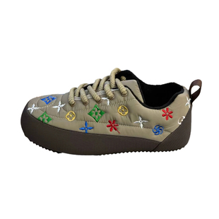 潮牌男鞋冬季新款时尚刺绣印花休闲鞋百搭舒适包底加绒保暖雪地棉