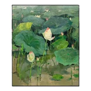 手绘油画吴冠中装饰画荷花新中式水墨画客厅书房名画玄关挂画花卉