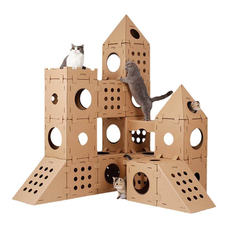 叠叠乐纸箱猫屋大猫爬架一体抓板
