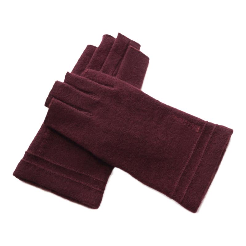 瑞迪卡欧新品秋冬女士羊毛羊绒简约半指触屏写字保暖开车情侣手套