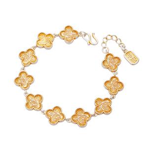 顺钦银楼S9999纯银手链女设计感未泱足银手饰四叶草新中式礼物