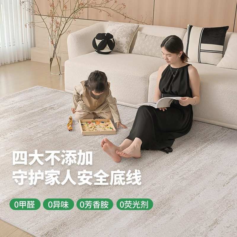 可拆洗奶油风客厅地毯可奢地轻新款感洗圈绒双层简约机垫高级卧室