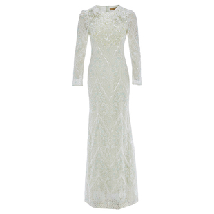 Marie Elie法式轻奢优雅风白色小资连衣裙长袖修身高级感晚礼服裙