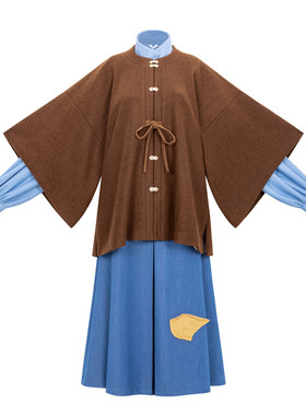 明羊毛呢圆领袄外套百搭秋冬汉服