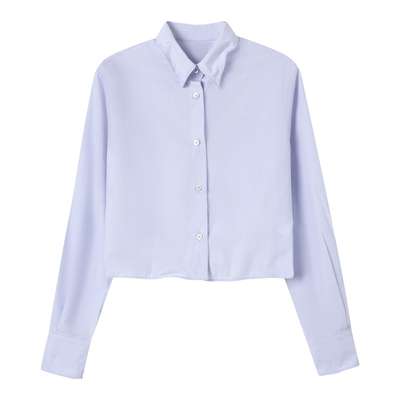 秋季开衫长袖衬衫女短款上衣免烫