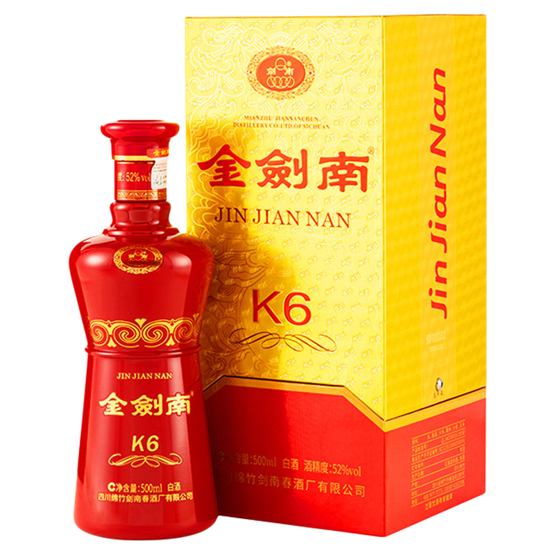 【酒厂直营】剑南春 金剑南K6 52度500mL 纯粮酿造 高度白酒