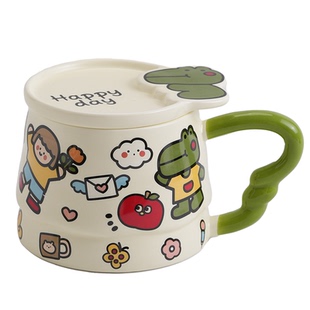 肆月杯子陶瓷马克杯高级感办公室带盖喝水情侣特别好看可爱高颜值