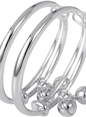 宝宝带铃铛9999纯银手镯儿童手环