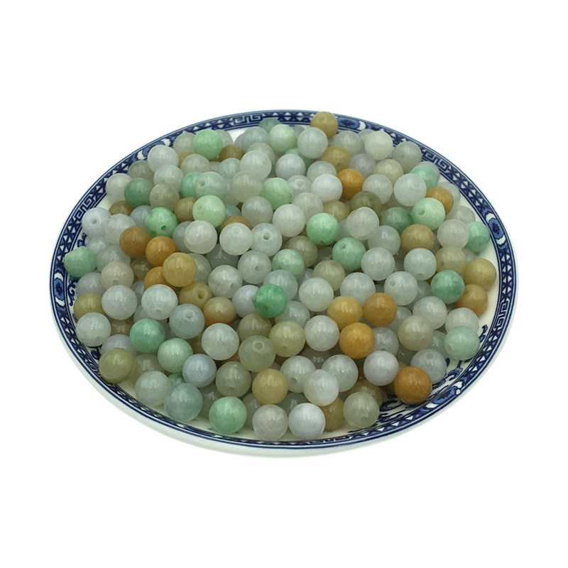 缅甸a货翡翠散珠天然冰种油青三彩玉珠子DIY项链手链珠四会天光墟