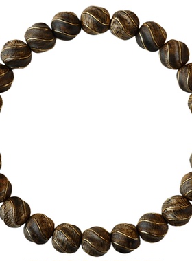 许多福 [金璇]九九沉精工扭扭绿奇楠天然沉香足金手串男女款