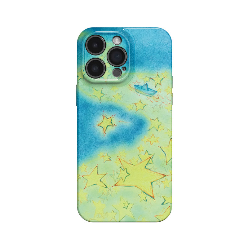 星之河~清新蓝绿艺术船ins适用iPhone16/15pro手机壳新华为mate70小米14小众vivoS19软iqooneo10苹果14findx8