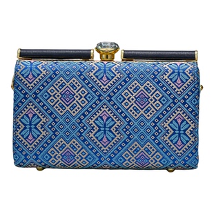 2026新款广西民族文创壮锦图纹布料女包创意夹口单肩斜挎包手提包